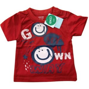 Kids Smiley Graphic Printed Red Cotton T-Shirt