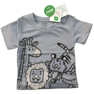Light Blue Jungle Animal Outline T-Shirt