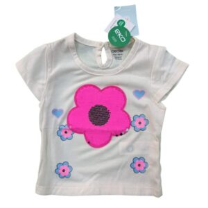 Girls White Cotton T-Shirt