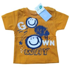 Baby Boys Mustard Cotton T-Shirt