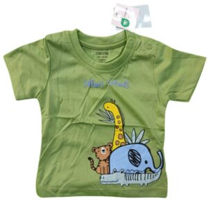 Baby Boys & Girls Green “Safari Friends” Cotton T-Shirt