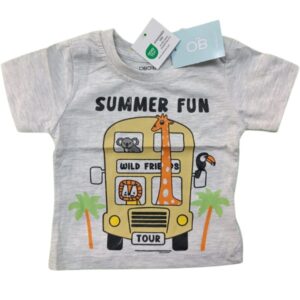 Baby Boys & Girls Grey “Summer Fun – Wild Friends Tour” Cotton T-Shirt