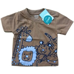 Baby Boys & Girls Brown Safari Animals Cotton T-Shirt