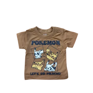Baby Boys Pokémon Pikachu Print Cotton T-Shirt – Brown