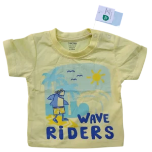 Baby Boys Wave Riders Printed Cotton T-Shirt – Yellow