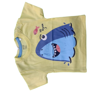 Baby Boys Yellow Shark Print Cotton T-Shirt