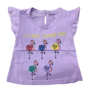 Baby Girls Colorful Summer Flamingo Print Cotton T-Shirt