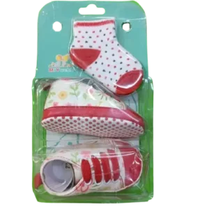 Baby Shoes – Red & White Flower Print