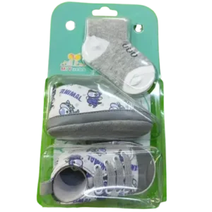 Baby White & Grey Animal Print Shoes