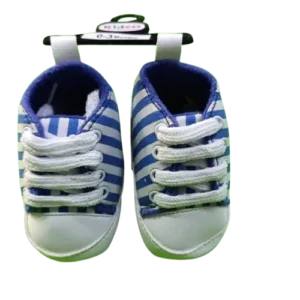 Blue Stripe Baby Shoes – Soft Comfort Sneakers