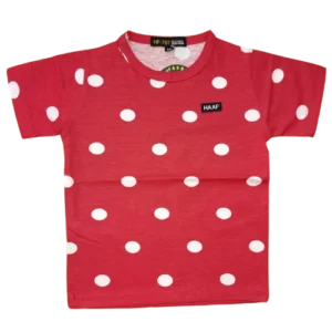 Girls’ Red Polka Dot Cotton T-Shirt