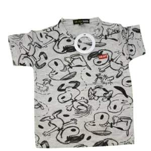 Boys’ Grey Cartoon Print Cotton T-Shirt