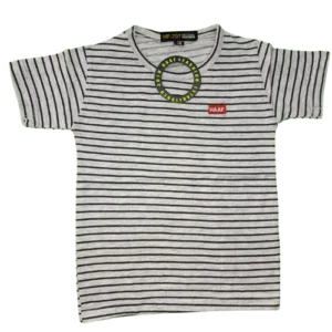 Boys’ Grey and Black Stripe Cotton T-Shirt