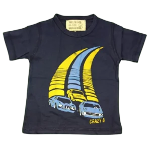 Boys’ Navy “Crazy 8” Car Graphic Cotton T-Shirt